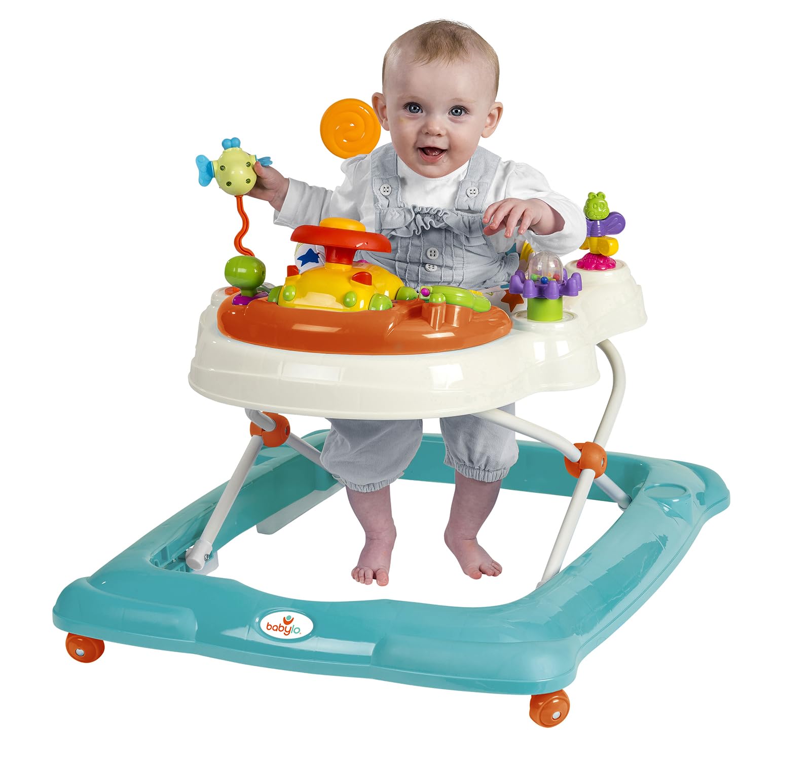 Babylo Twist About Baby Walker with Activities and Electronic Games, Height Adjustable and 120 Degree Padded Swivel seat