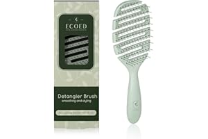 Ecoed Detangler Hairbrush, Soft Bristle Detangling Brush for Straight, Wavy, Curly and Fine Hair, Dry and Wet, Quick Smoothing for Women and Men, Eco-Friendly & Sustainable Material (Green)