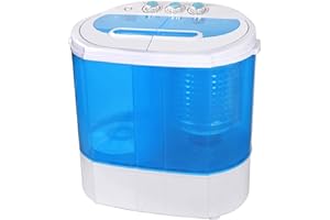 SUPER DEAL Small Portable Washing Machine 9.9lb Mini Compact Washer Twin Tub Laundry Machine Top Load Spinning and Washing Combo 6.57 FT Inlet Gravity Drain Hose