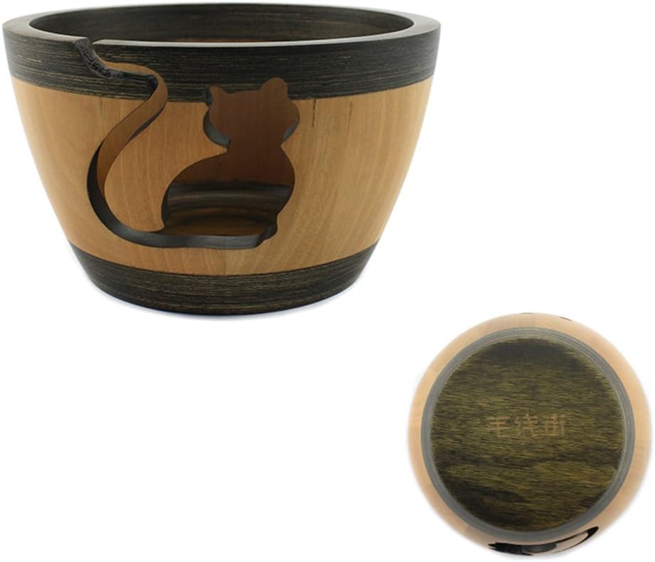 Lotus Yarns Wooden Yarn Bowl 6.4''X3.7''X4.3'' Handmade Knitting Hooks and Crochet Accessories Handcrafted Holder Storage to Keep Yarn Clean (Green Bottom)