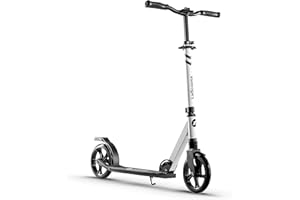LaScoota Kick Scooter for Kids Ages 6+, Teens & Adults, Large 8" Sturdy Urethane Wheels. Adjustable Handlebar, Lightweight, Foldable, 220lbs Max Load