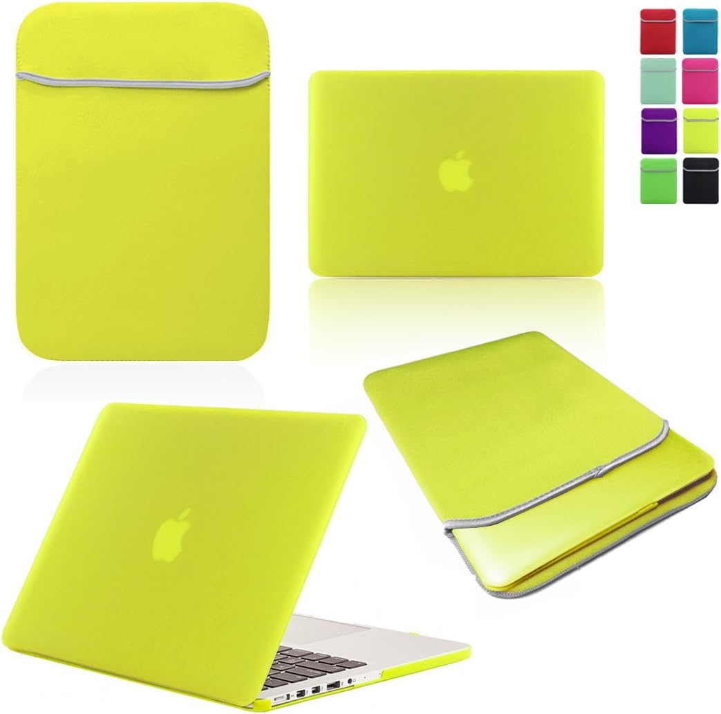 GUPi BUNDLE - Rubberized Hard Shell Case with Matching Neoprene Sleeve Cover for MacBook Pro 13, 15 & 16-inch Models (use drop down menu to select model and size)