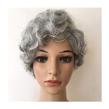 Amazon Com Silver Mixed Gray Human Hair Short Curly Pixie Cut