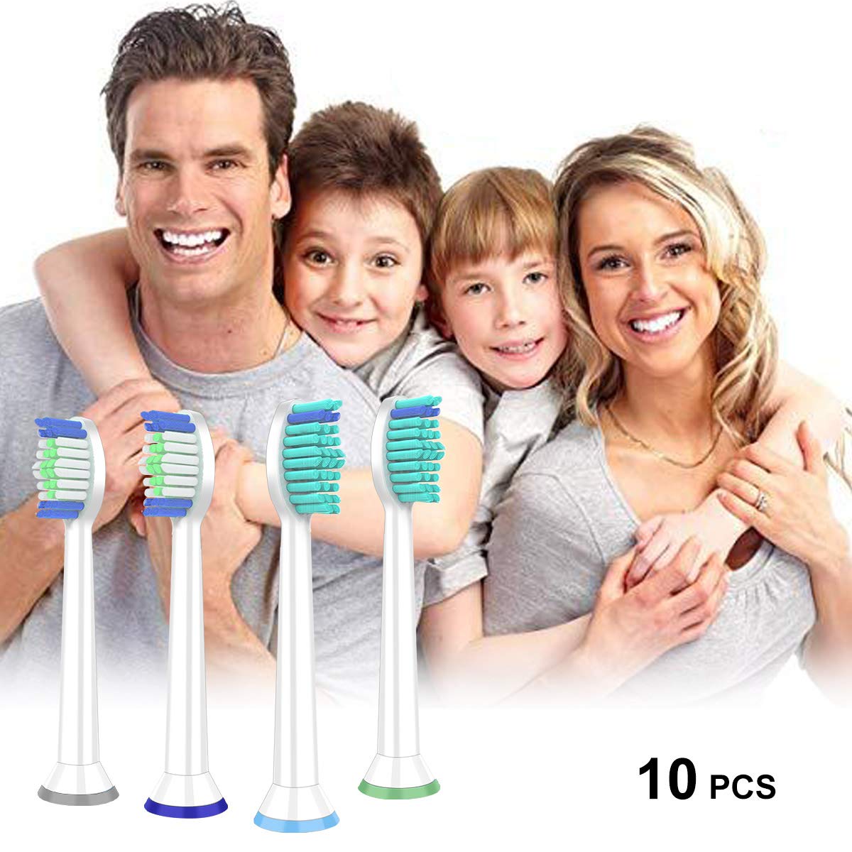 Replacement Toothbrush Heads,10Pack Replacement Heads for Phillips Sonicare DiamondClean,FlexCare,HealthyWhite,EasyClean,Essence+(plus),More Sonic Snap-On Brush Handles