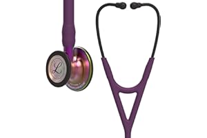 3M Littmann Cardiology IV Diagnostic Stethoscope, 6205, More Than 2X as Loud, Weighs Less, Stainless Steel Rainbow-Finish Chestpiece, 27' Plum Tube, Violet Stem, and Black Headset