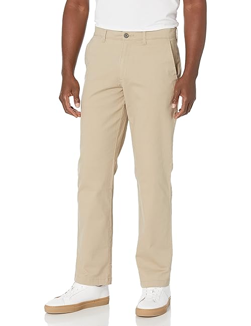 Amazon Essentials Mens Straight-Fit Casual Stretch Chino Pants, Tan, 33W x 32L