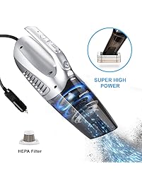 DEENKEE Car Vacuum Cleaner, 12V 5KPa Super High Power Suction Car Vacuum 16.4ft Cable, Plugs into Lighter Wet Dry/Dog Hair Vacuum Car