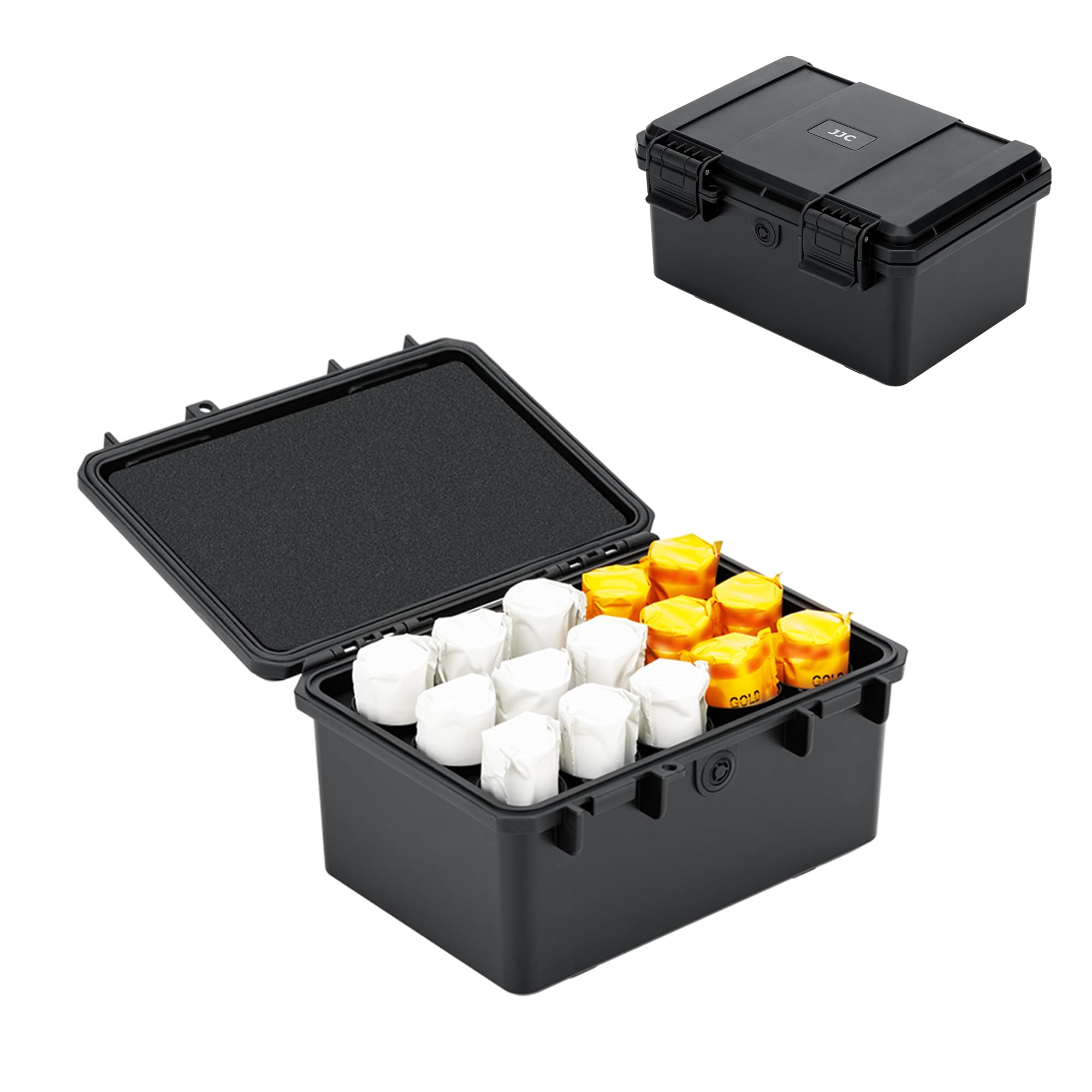 JJC 120 Film Case Cassettes Canisters for 15 Rolls of 120 Medium Format Film, Water-Resistant Hard Holder Storage Carrying Box Photo Films Container Organizer