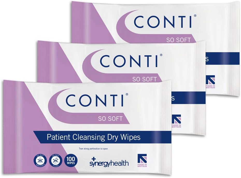 Conti SoSoft Large Heavyweight Dry Patient Cleansing Wipes (3 Packs of 100) BigaMart