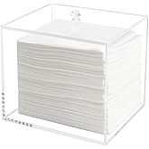 Weiai Face Towel Box, Acrylic Facial Disposable Towelettes Holder Container for XL Face Towels and Protects from Dust, Clear