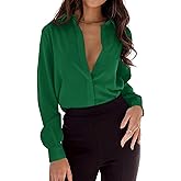 Pretifeel Womens Button Down Shirt Long Sleeve Business Blouse Collared Office Chiffon Dress Shirts