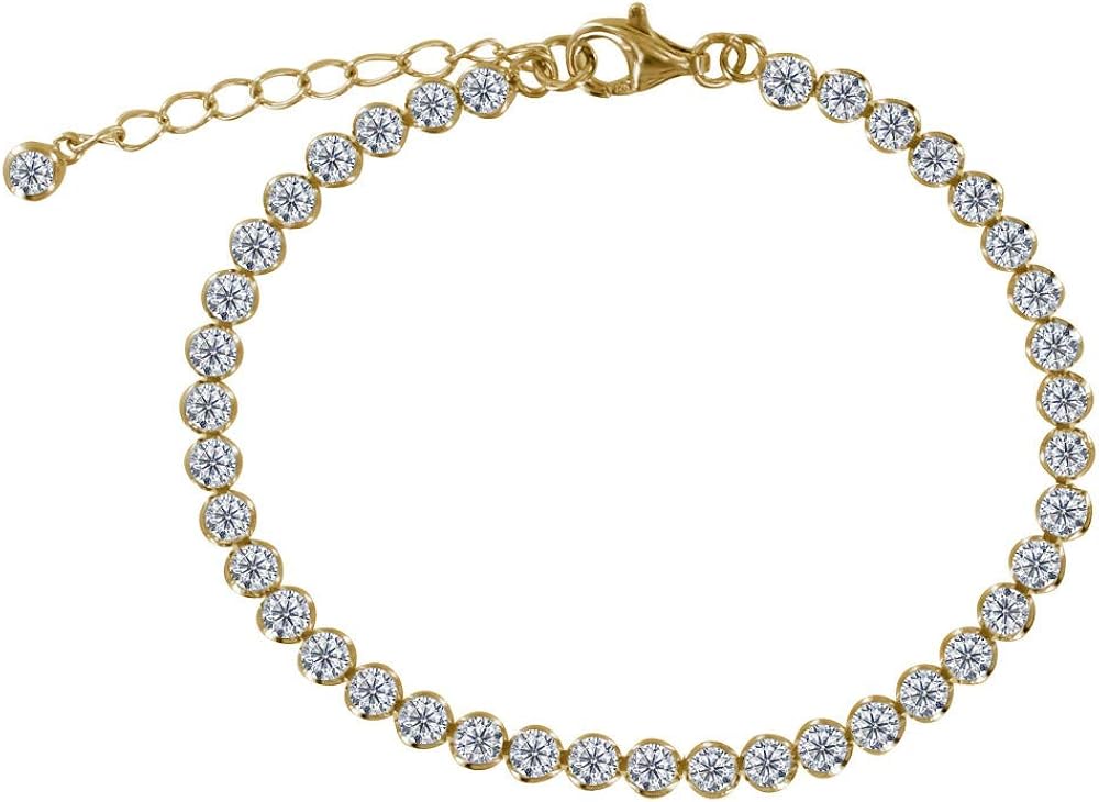 LES POULETTES BIJOUX - Gold Plated Small Round Rhinestone Bracelet, Yellow