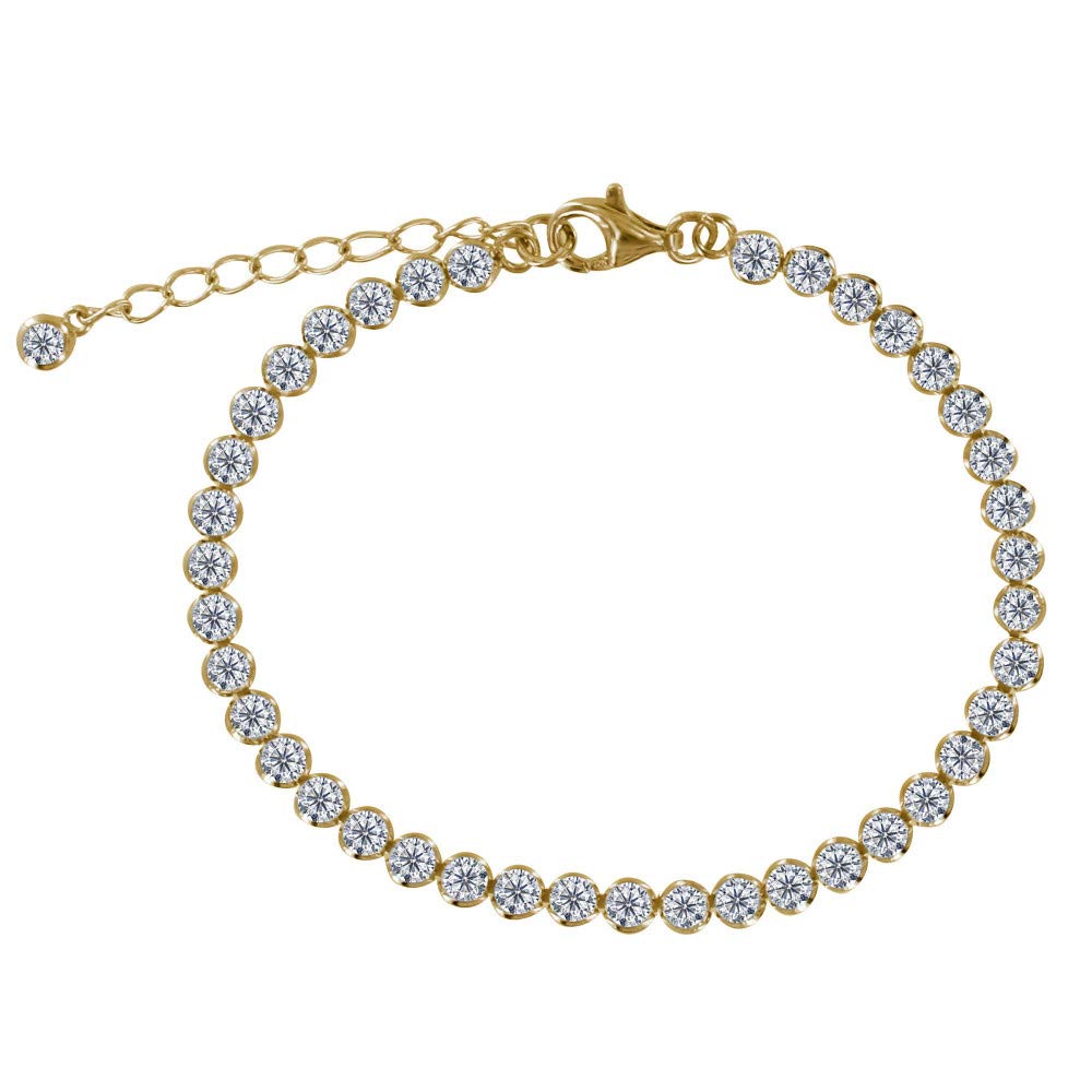 LES POULETTES BIJOUX - Gold Plated Small Round Rhinestone Bracelet