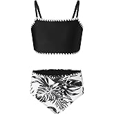 blibean Tween Girls Swimsuit Two Piece Bathing Suit Floral Print Bikini Sets with Chest Pad Size 6-15 Years