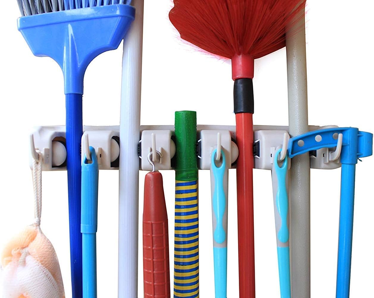 Robust Deer Mop and Broom Holder, Wall Mounted Garden Tool Storage Tool Rack Storage & Organization for Your Home, Closet, Garage and Shed (4P)