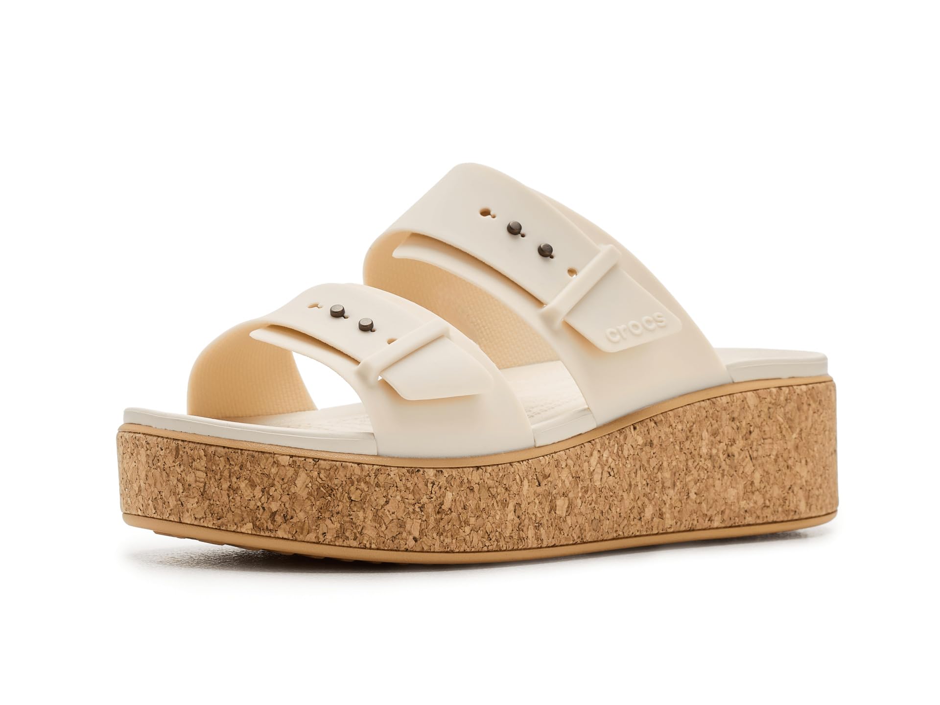 Crocs Womens Brooklyn Cork Buckle Sandals, Frappe, 7 Medium Image