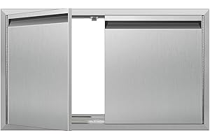 SGOLAN Outdoor Kitchen Doors 36W x 21H Inch Access Door with Hidden Handles Double Stainless Steel Access Cabinet Door, Flush Mount for Grilling Station& Outdoor Kitchens BBQ Island