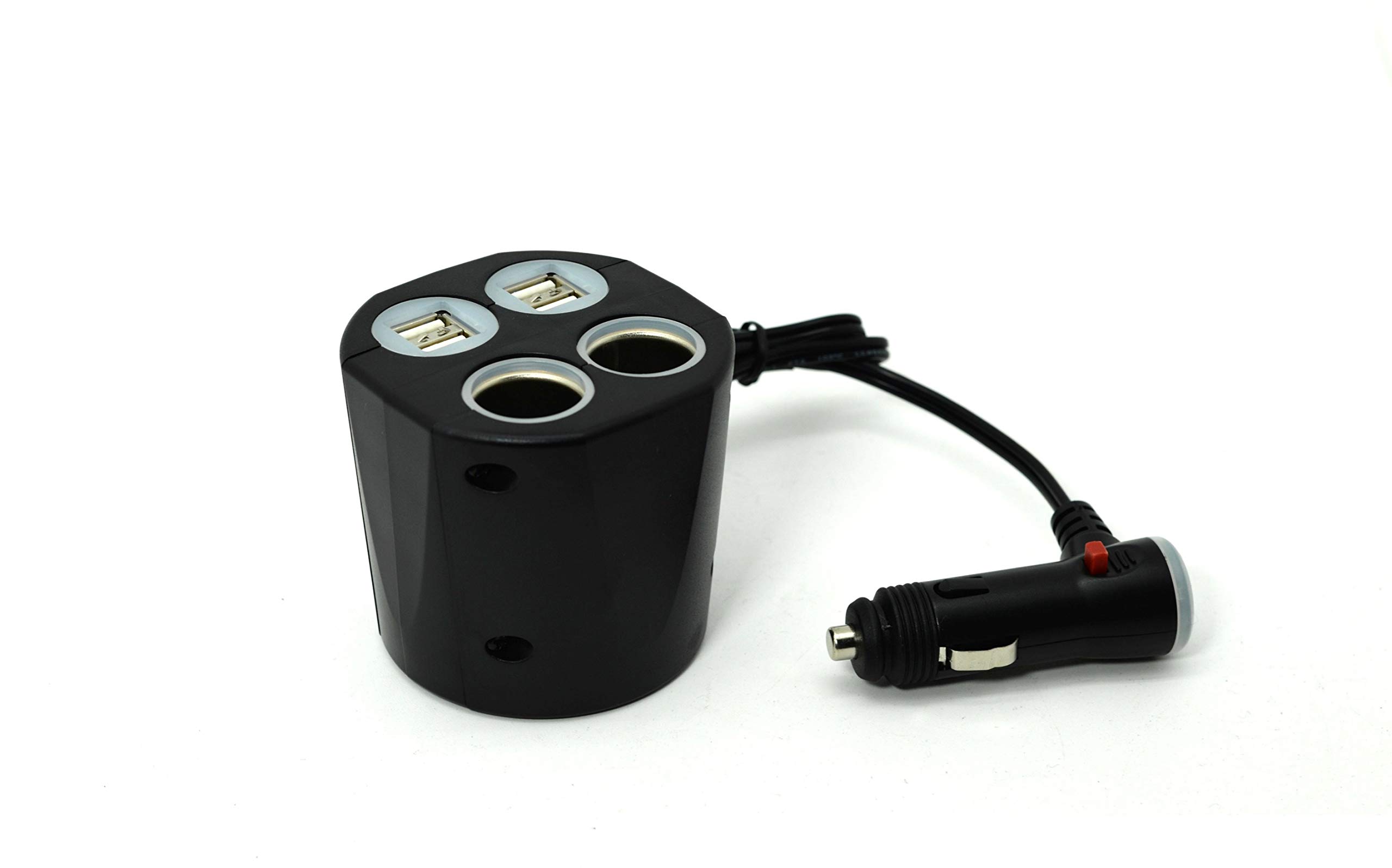 Cliff-Top® 6.6Amp 4 Ways USB and Cigarette Socket Cup Holder Car Charger