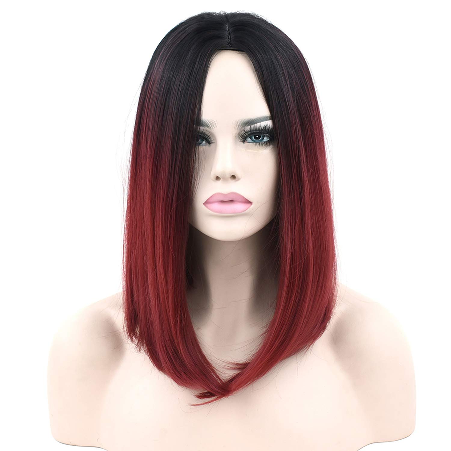 Amazon Com Synthetic Hair Black To Gray Ombre Hair Bob