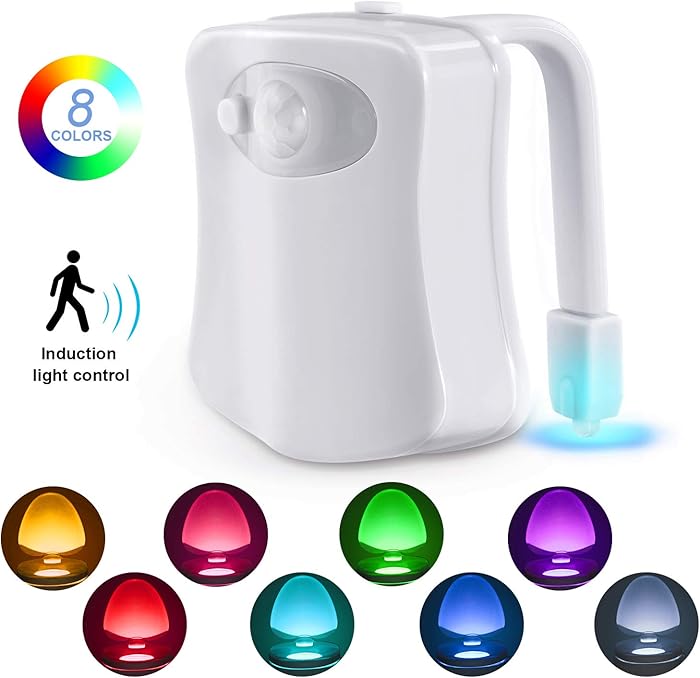 Toilet Night Light, Motion Sensor LED Night Lights,Two Modes with 8 Colors Changing Toilet Bowl Night Light for Bathroom Washroom, Perfect Detection-Fits Any Toilet