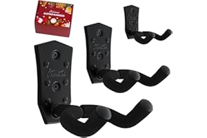 Onmiwod Guitar Wall Mount 3 Pack, Black Metal Guitar Hanger, V-Shaped Guitar Wall Hangers Mount, Guitar Holder Hook Stand Wall for Acoustic, Electric Guitar, Banjo, Bass, for Guitar Player Men Boy