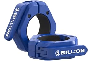 5BILLION FITNESS Olympic Barbell Clamps 2 inch Barbell Clips (Pair) Barbell Collars for Secure Weightlifting Quick Release Weight Clips for Bars with Anti-Slip TPR Lining at Home or Gym Clips (Blue)
