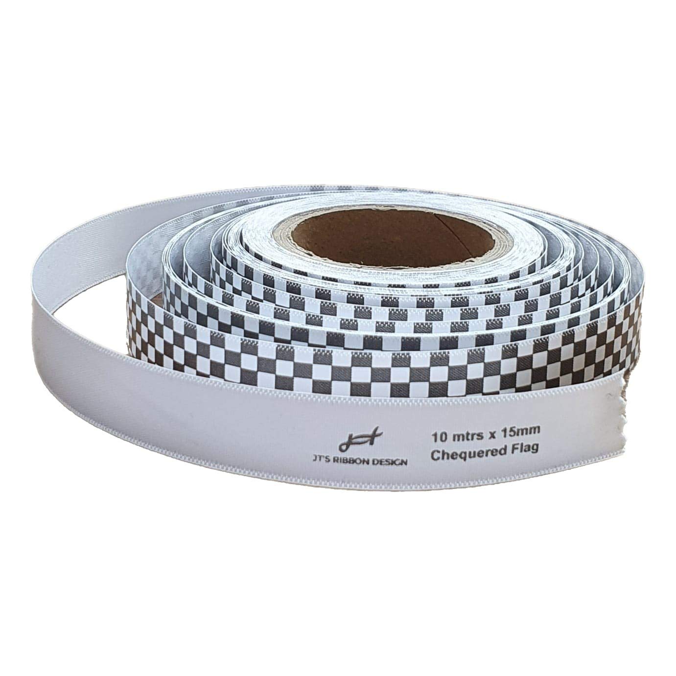 Chequered Flag Racing Police Ribbon 15mm x 10 Metre Roll