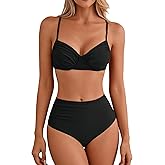 Jolefille Women High Waisted Bikini Sets Underwire Push Up Swimsuit 2 Piece Tummy Control Bathing Suits Teens Swim Suit 2026