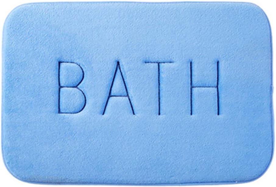 charmsamx 15"X22" Memory Foam Bath Mat Anti Slip Bath Rug with Strong Absorbent Soft Short Plush Bathroom Rugs Machine Washable Bath Rug Runner Shower Rug Mats for Kitchen Bathroom Floors Blue