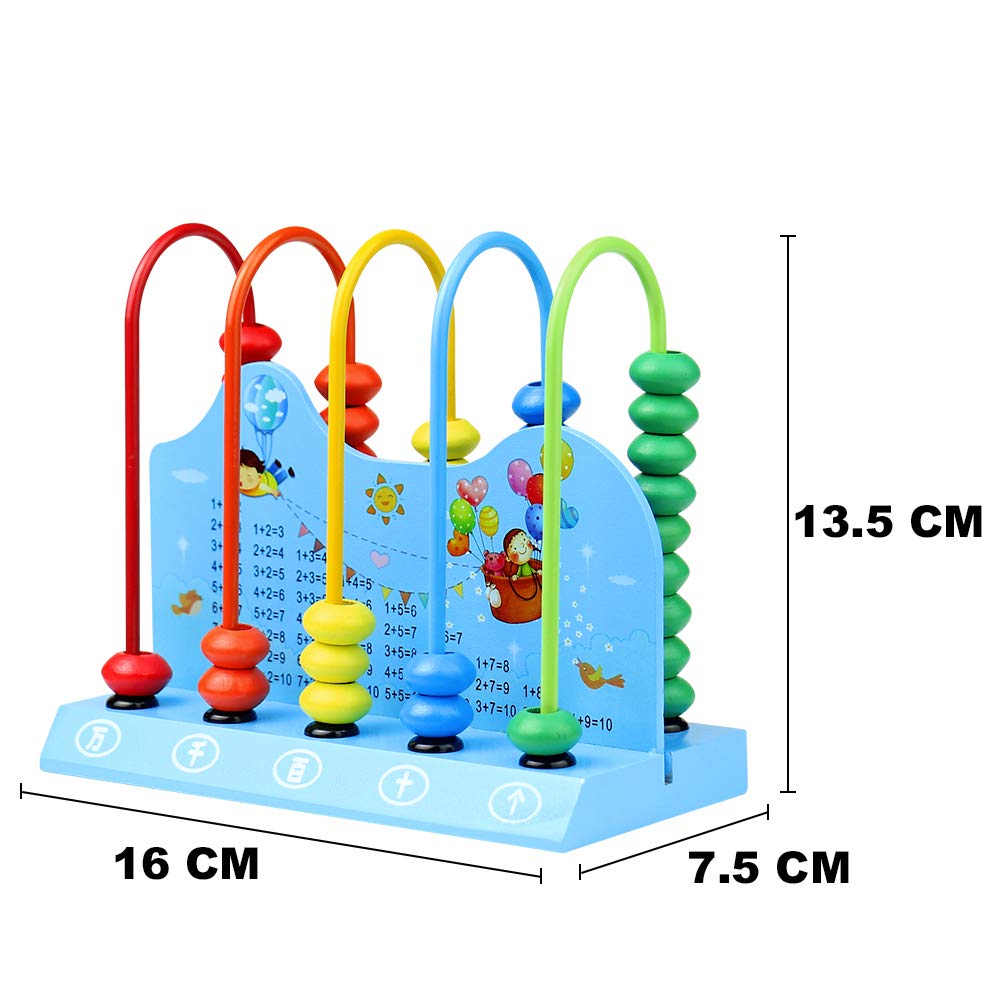 Symiu Wooden Abacus Educational Counting Beads for Children Creative Calculation Game Learning Computing Frame Math Toys for 3 4 5 Year Old Toddler