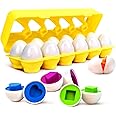 Tinabless Matching Eggs Toys 12 pcs Set Color & Shape Recoginition Sorter Puzzle for Toddlers, Christmas Easter Travel Game Early Learning Educational Gift for Year Old Kids
