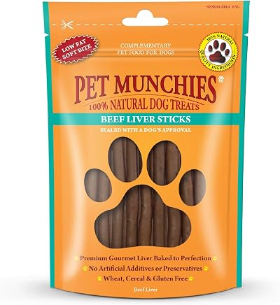 Pet Munchies Beef Liver Sticks Dog Treats 90g Pack of 8 Premium Grain Free