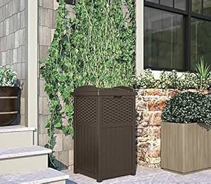 Amazon.com: Hideaway Trash Can Outdoor Pool Resin Wicker Storage 30