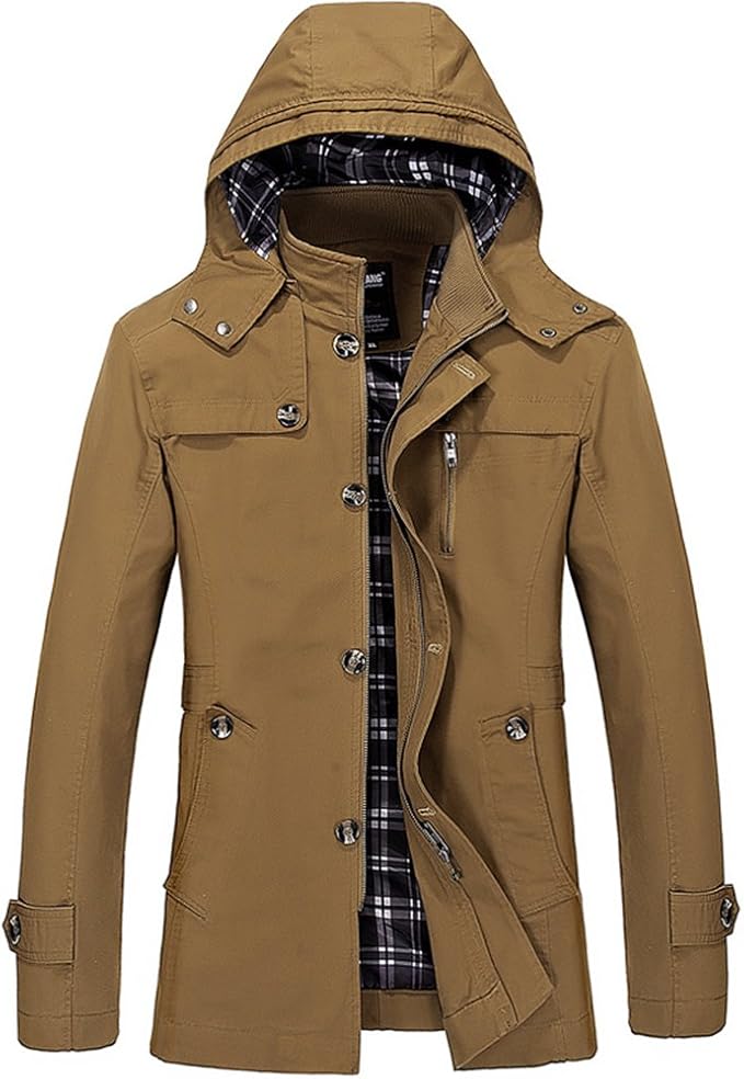 iBaste_Herren Mantel mit Kapuze Trechcoat Jungen Jacke Herbst Frühling