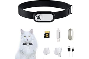 Qinliy HD 1080P Cat Camera Collar,Dog Camera Collar with 64GB SD Card,Mini Body Cam,Sport/Action Camera with Video Records,Tracker for Outdoor Petsafe,Pet Supplies for Birthday Gift