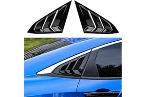 Thenice for 10th Gen Civic Rear Side Window Louvers Racing Style Triangular Window Glass Blinds Compatible with Honda Civic Sedan 2021 2020 2019 2018 2017 2016 -Piano Black