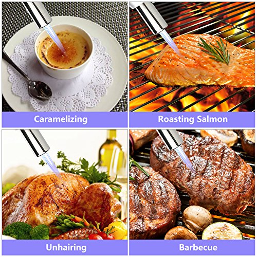 TedGem Culinary Torch, Professional Blow Torch Lighter Chef Cooking Torch Food Torch Butane Torch Refillable Adjustable Flame Lighter for Creme Brulee, DIY, BBQ & Baking Butane Gas Not Included