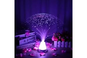 Uonlytech Fiber Optic Light Color-Changing, Fiber Optic Mood Novelty Lamps Lighting Glacier Lite with Crystals Base for Bedroom Parties