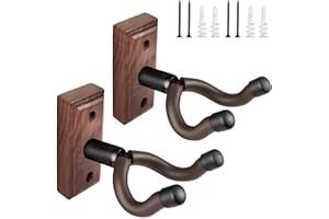 DIDA Guitar Wall Mount, Guitar Hanger, Silicone Pad, U-Shaped Guitar Wall Hanger Mount, Rotatable Guitar Holder Hook Stand Wall for Acoustic, Electric Guitar, Bass (American Black Walnut 2 Pack)
