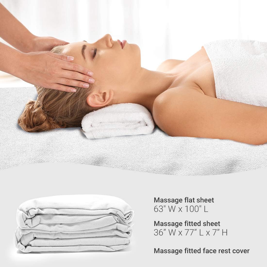 ForPro Premium Flannel 3-Piece Massage Sheet Set, White, for Massage Tables, Includes Massage Flat Sheet, Massage Fitted Sheet, and Massage Fitted Face Rest Cover : Massage Linens : Health & Personal Care
