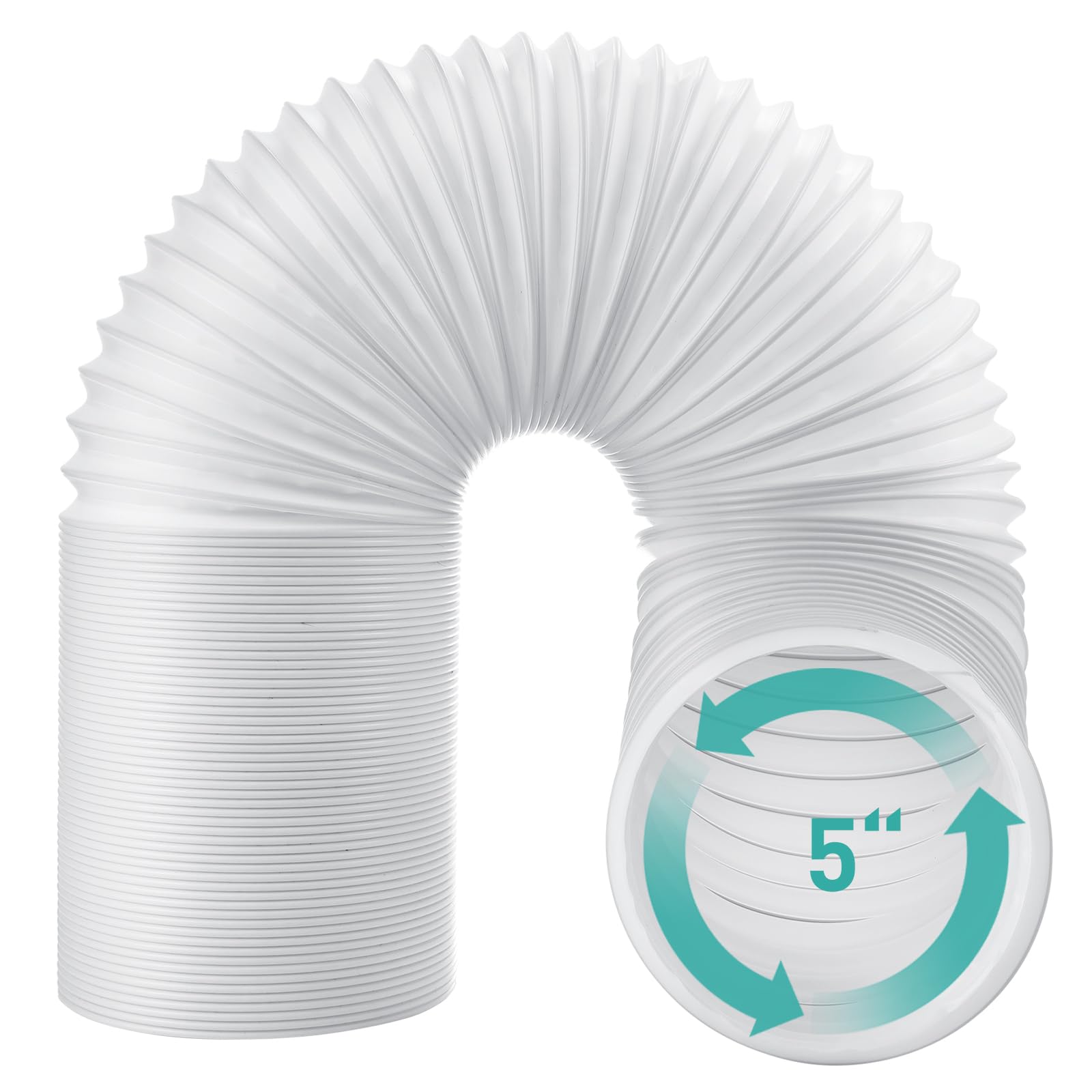AGPTEK Air Conditioner Hose Pipe - 5'' Diameter Venting Duct Extension Kit Universal Flexible AC Exhaust Hose for LG, JHS, Honeywell, Haier, Other Portable AC, Length up to 59'' (Counterclockwise) — image 1