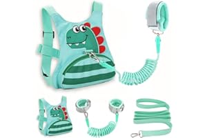 Toddler Leash for Kids-Baby Backpack Child Harness with Anti Lost Wrist Link for Boys/Girls (Green)