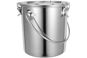 Ipetboom Stainless Steel Sealed Canister with Handle 20l Thick Storage Bucket for Oil Milk Grease Transport
