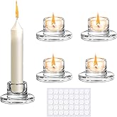 Glass Candlestick Holders: 4Pcs Small Taper Candle Holders Bulk Short Stick Holder Clear Modern Candle Holder for Home Decorations Table Centerpiece Wedding Christmas Dining Party Decor JZCHBL