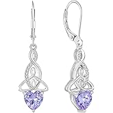 Rocayi Infinity Celtic Knot Earrings 925 Sterling Silver Dangle Drop Leverback Earrings Birthstone Jewelry Gifts for Women
