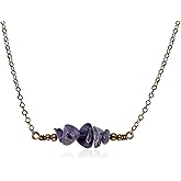 Luna Tide Iolite Chip Bead Bar Necklace in Bronze