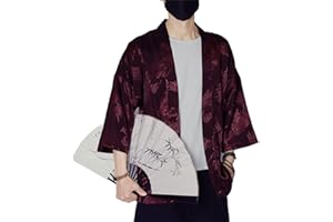 HZCX FASHION Mens Silk Satin Robe Summer Lightweight Dragon Kimono Shirt Cardigan Open Front 3/4 Sleeve Hanfu Chinese Jacket
