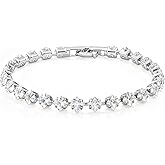 ELARLACE Gorgeous Star Cubic Zirconia Silver Bracelets for Women, Adjustable Trendy & Dainty Tennis Bracelet Fashion Accessories, Sparkling Silver Jewelry Gifts for Women