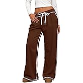 LUYAA Women Wide Leg Sweatpants Low Rise Baggy Fleece Sweatpants for Womens with Pockets