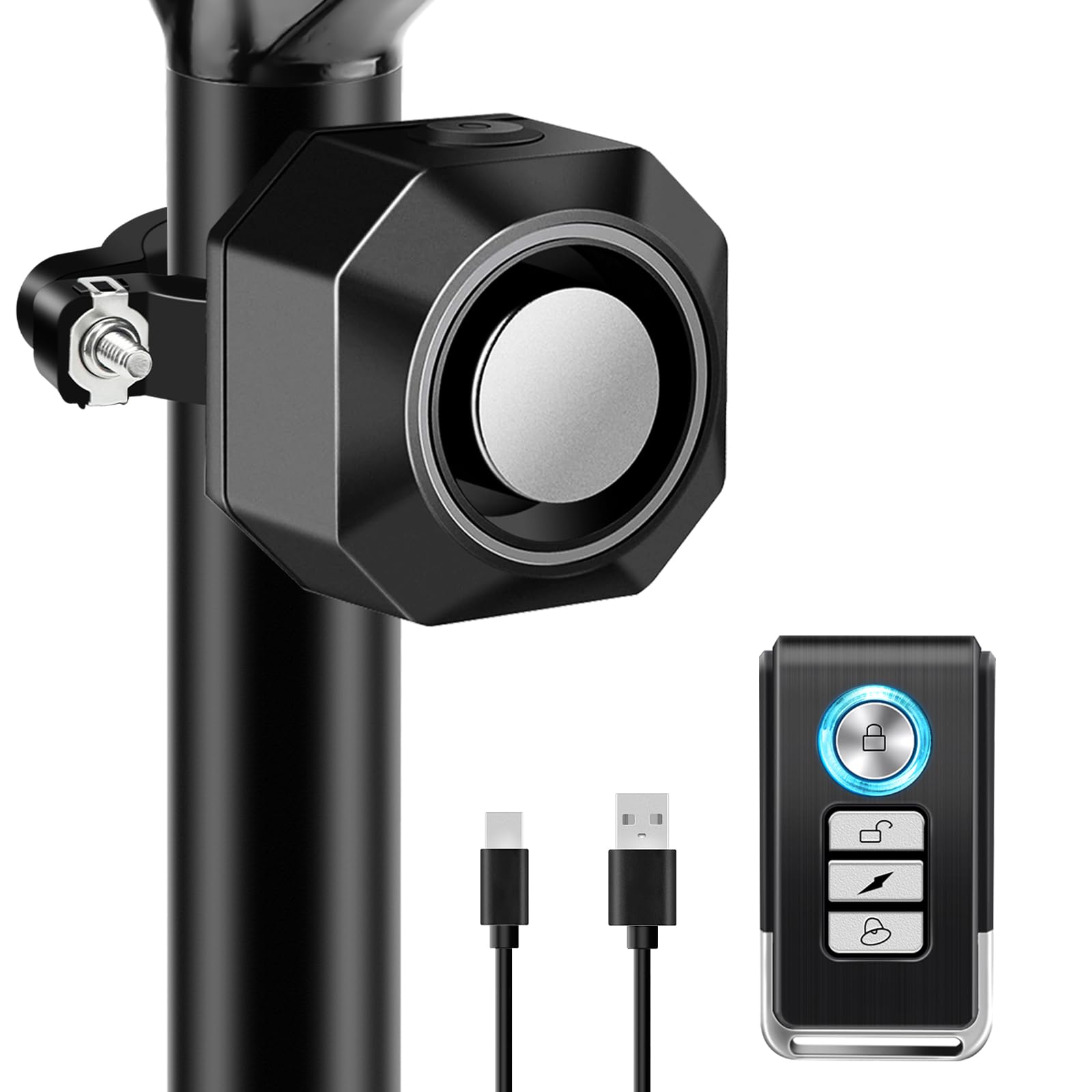 Bike Alarm, NineLeaf Rechargeable Bicycle Alarms, Bike Alarm Anti-Theft, Vibration Alarms Vehicle 110dB Loud Burglar Vibration Motorcycle Mobility Scooter Car Vehicles Security System IP65 Waterproof